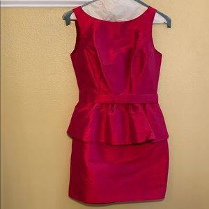 Fuchsia Peplum belted dress